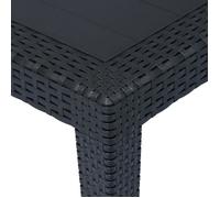 Lisa-Boutique Table de jardin Anthracite 150x90x72 cm Plastique Aspect rotin 84399