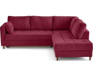 Lisa Design Anna - canapé d'angle droit 5 places convertible en velours texturé , Prune