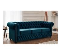 Lisa design canapé Chesterfield 3 places - Bleu canard