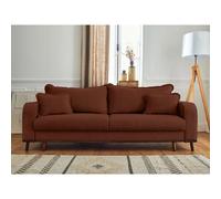 Best mobilier Canapé 3 places Albane convertible avec coffre en velours côtelé Rouille