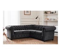 Lisa design canapé d'angle velours - Gris foncé
