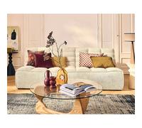 Lisa design Canapé droit 3 places velours - Beige