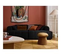 Lisa design Canapé droit Ray 4 places double méridienne assise profonde tissu texturé Noir