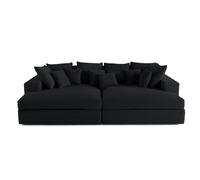 Lisa design – Canapé droit Collins – Velours côtelé 4 places Noir