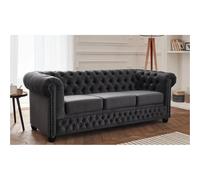 Lisa design canapé droit William 3 places - Gris foncé