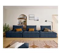 Lisa design Canapé modulable Marisol – 3 places droit – velours texturé – Bleu