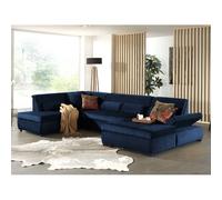 Lisa design canapé panoramique 7 places - Bleu marine