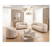 Lisa design Fauteuil Flore en tissu bouclette - Beige