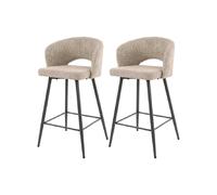 Lisa Design Tabourets de bar Pattaya - lot de 2 en tissu bouclette Sable