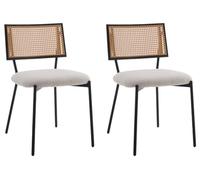 Luciano - lot de 2 chaises cannage - en tissu bouclette - Beige