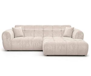 Lisa Design - Mini Ray - Canapé d'angle Droit 4 Places en Tissu texturé, Beige