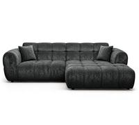 Lisa Design - Mini Ray - Canapé d'angle Droit 4 Places en Tissu texturé, Gris Anthracite
