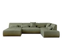 Lisa Design Onyx - canapé panoramique d'angle Droit 7 Places - en Tissu