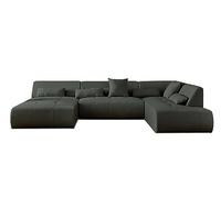 Lisa Design Onyx - canapé panoramique d'angle Droit 7 Places - en Tissu