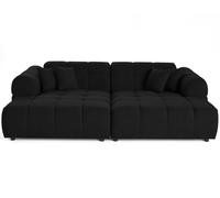 Lisa Design - Ray - canapé Droit 4 Places avec Double méridienne - Assise Profonde - en Tissu texturé, Noir