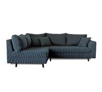 Lisa Design Rune - canapé d'angle Gauche - 4 Places - avec Pouf d'appoint - en Velours côtelé