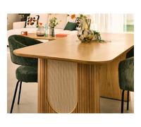Milazzo - table à manger - bois plaqué chêne et cannage - 180 cm - Bois