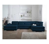 Lisa design Vermont canapé panoramique 7 places - Bleu canard