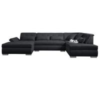 Best mobilier Canapé panoramique d'angle droit Vermont 7 places XXL Noir