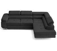 Lisa Design Zaria - canapé d'angle Droit 5 Places Convertible avec Coffre et têtières en Simili