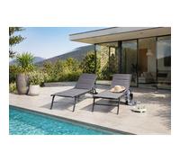 Lot de 2 transats aluminium gris foncé LISBOA