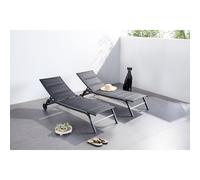 Concept Usine – Lot de 2 transats LISBOA aluminium noir non pliable