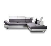 Lisbona - Canapé d'angle convertible - 5 places - Droit - Blanc / Gris