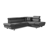 Lisbona - Canapé d'angle convertible - 5 places - Droit - Gris foncé