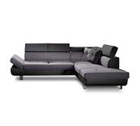 Lisbona - Canapé d'angle convertible - 5 places - Droit - Noir / Gris