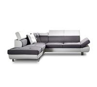 Lisbona - Canapé d'angle convertible - 5 places - Gauche - Blanc / Gris