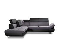 Lisbona - Canapé d'angle convertible - 5 places - Gauche - Noir / Gris