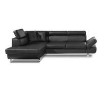 Lisbona - Canapé d'angle convertible - en PU - avec têtières réglables - Gauche - Noir Noir, Noir G
