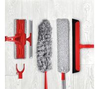 Liseré Vert - Kit de Nettoyage Complet Magic Duster Multi Surfaces - Plumeau, Balai raclette, Manche télescopique
