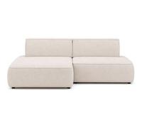 Lisette - Canapé d'angle gauche 4 places convertible avec coffre en velours - Beige Beige