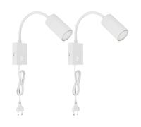 Liseuse murale pour chambre Liseuse montage mural avec prise Applique col de cygne, flexible, interrupteur blanc, 1x GU10, LxlxH 32x7x44 cm, lot de 2