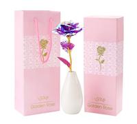 Lishang Rose Êternelle avec Vase Fleur Rose Eternelle Cadeau Anniversaire Femme Soeur Saint Valentin pour Anniversaire Saint Valentin