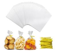 LISOPO Lot de 100 sachets en cellophane transparent avec serre-câbles - Sacs cadeaux pour mariage, anniversaire, Noël (15 x 10 cm)