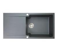 Lisse évier à poser réversible 1 grande cuve 1 égouttoir Essebagno en résine noir - 100 x 50 x 21,2 cm - ESSEBAGNO