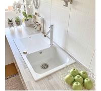 Lisse Évier réversible 1 cuve 1 égouttoir en résine - Blanc - Essebagno