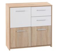 LIST - Meuble de Rangement 3 Portes 2 Tiroirs Aspect Bois