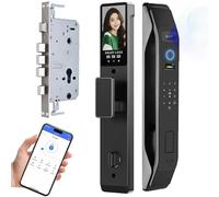 LISTaRSw 3D Face Recognition Smart Door Lock W/Lock Body | Security Fingerprint Smart Mortise Lock Kit | for Video Doorbell, Fingerprint, App, Passcodes, IC Card | 8 Language Support
