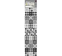 Listel adhésif décoratif 5 cm X 180 cm, Autocollant Géométrique Noir Gris Blanc, Losange, Carré, Croix, Carreau de Ciment Graphique.