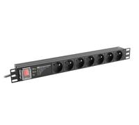 Lanberg Multiprise PDU 19" PDU-PRO-07E-0200-BK 1U 16A 7x 230V prises PL 2m Noir