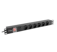 REGLETA LANBERG RACK PDU 19 "(1U, 16A, 6X 230V PL, 2M, NEGRO) PDU-06E-0200-BK