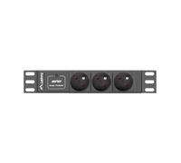 Lanberg PDU 1U - 3 Prises Type E - Coupleur C14 - 220-250V 10A - Câble 2m - Montage Horizontal - Dimensions 203x45x44.5mm