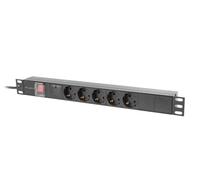 Lanberg Reglette 5 Prises 16A Rack 19 Pouces Aluminium Noir Pare-surtension 4000W