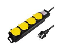 LogiLink Bloc multiprise extérieur LPS254 – 4 prises CEE 7/3, IP44, interrupteur marche/arrêt, noir