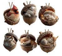 lisutupode 6 Pièces Ornements De Gland d'animaux De La Forêt Plat en Forme De PommeDePin, Décorations De Noël Confortables en 2D en Acrylique Décoration pour Sapin De Noël pour Maison Bureau Salon