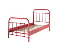 Vipack Lit en métal New York 90 x 200 cm Rouge 1 personne