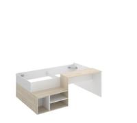 Lit 1 place 190x90 pour enfant combiné avec bureau réversible et 3 compartiments de rangement